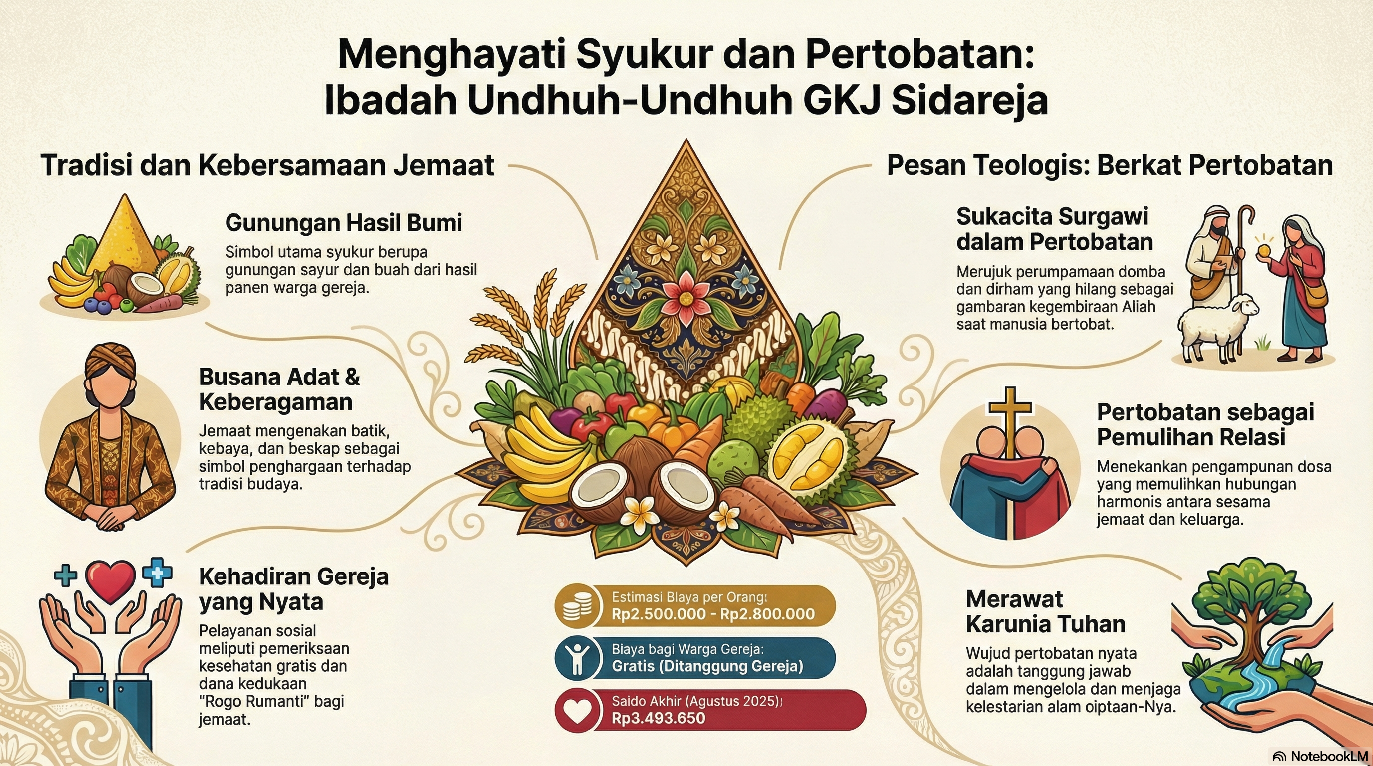 “Gunungan” Syukur di Altar: Merayakan Berkat dan Pertobatan dalam Ibadah Undhuh-Undhuh GKJ Sidareja